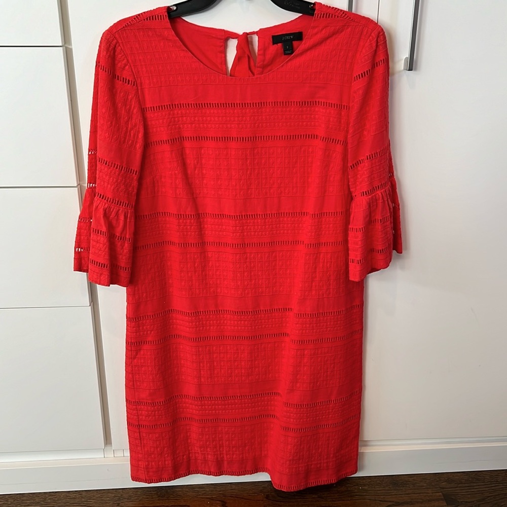 JCrew Dress w/ Eyelet Pattern - size 2 - Red/Orange
